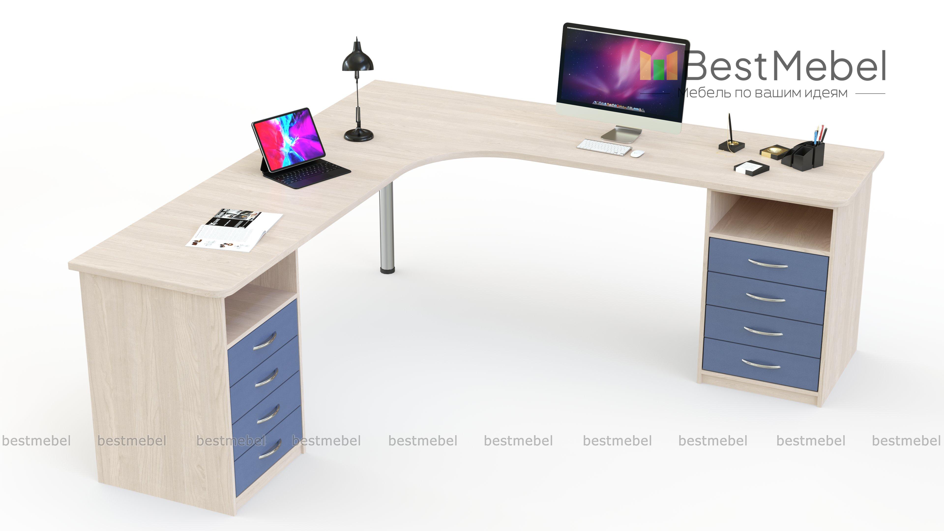 Угловой письменный стол для двоих Нико 80 BMS - Фото