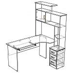Чертеж Компьютерный угловой стол Прометей BMS