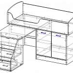 Чертеж Кровать чердак Дюймовочка 2 BMS