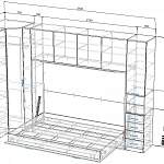 Чертеж Шкаф-кровать трансформер Меган 124 BMS