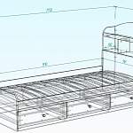 Чертеж Кровать с 3 ящиками Кассиопея 20 BMS