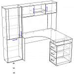 Чертеж Стол угловой компьютерный с надстройкой Лайт-2 1200 BMS