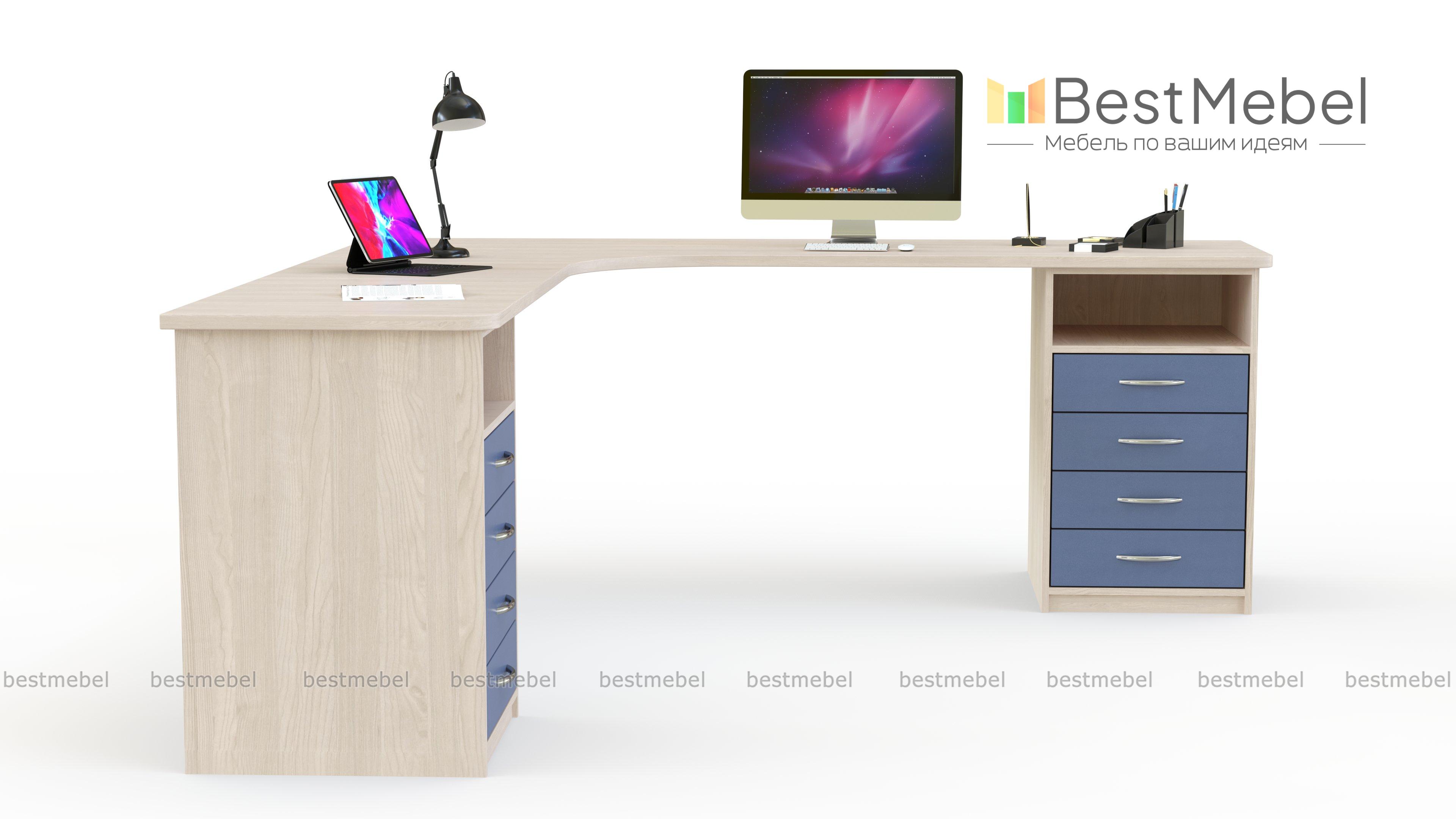 Угловой письменный стол для двоих Нико 80 BMS - Фото