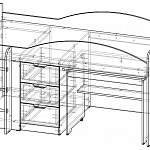 Чертеж Детская кровать чердак Универсал Компанит BMS