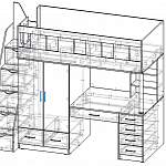 Чертеж Детская кровать со шкафом Мартин 2 BMS
