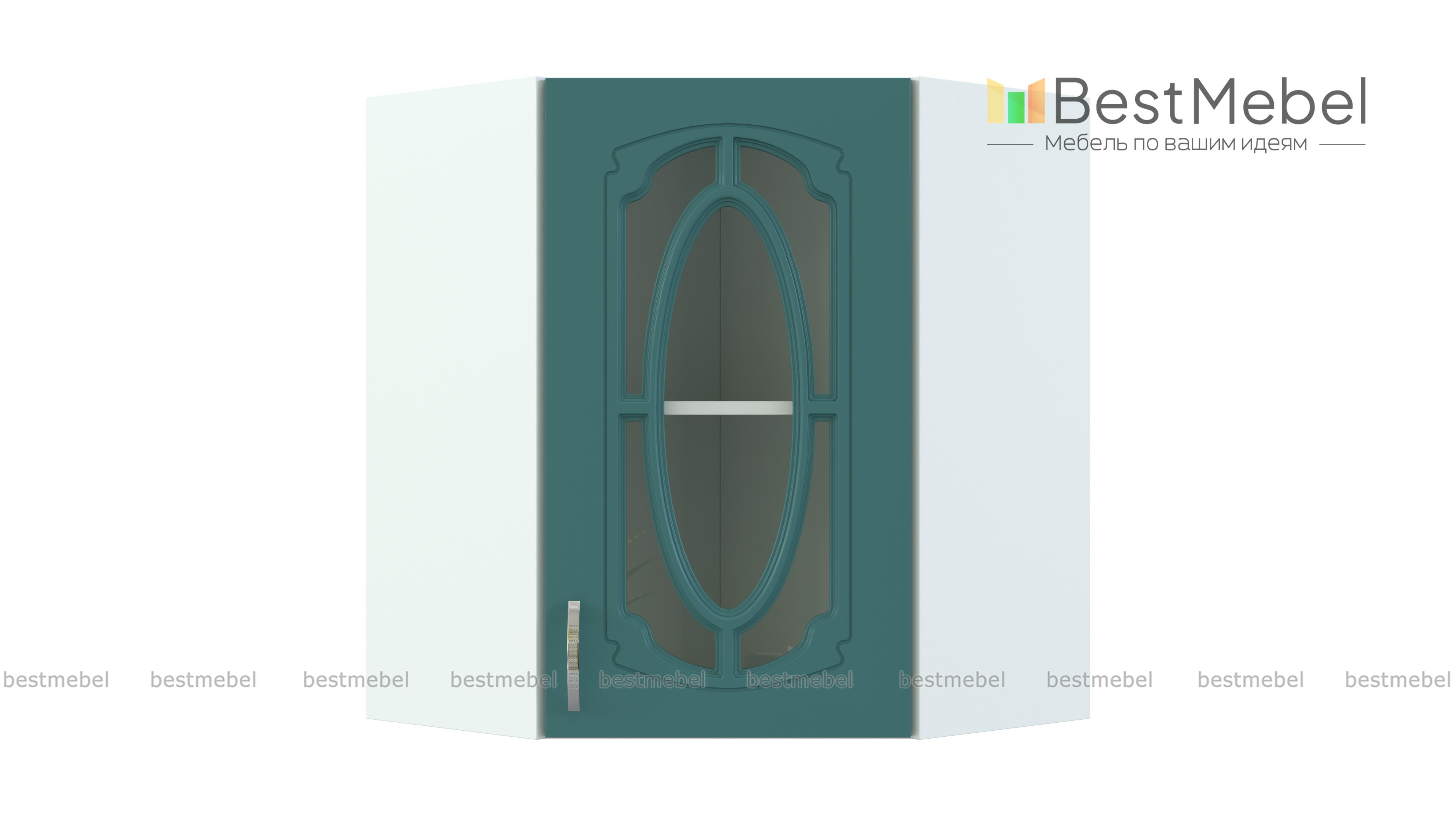 Шкаф верхний угловой остекленный Настя BMS - Фото