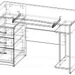 Чертеж Компьютерный стол КСТ-08В BMS