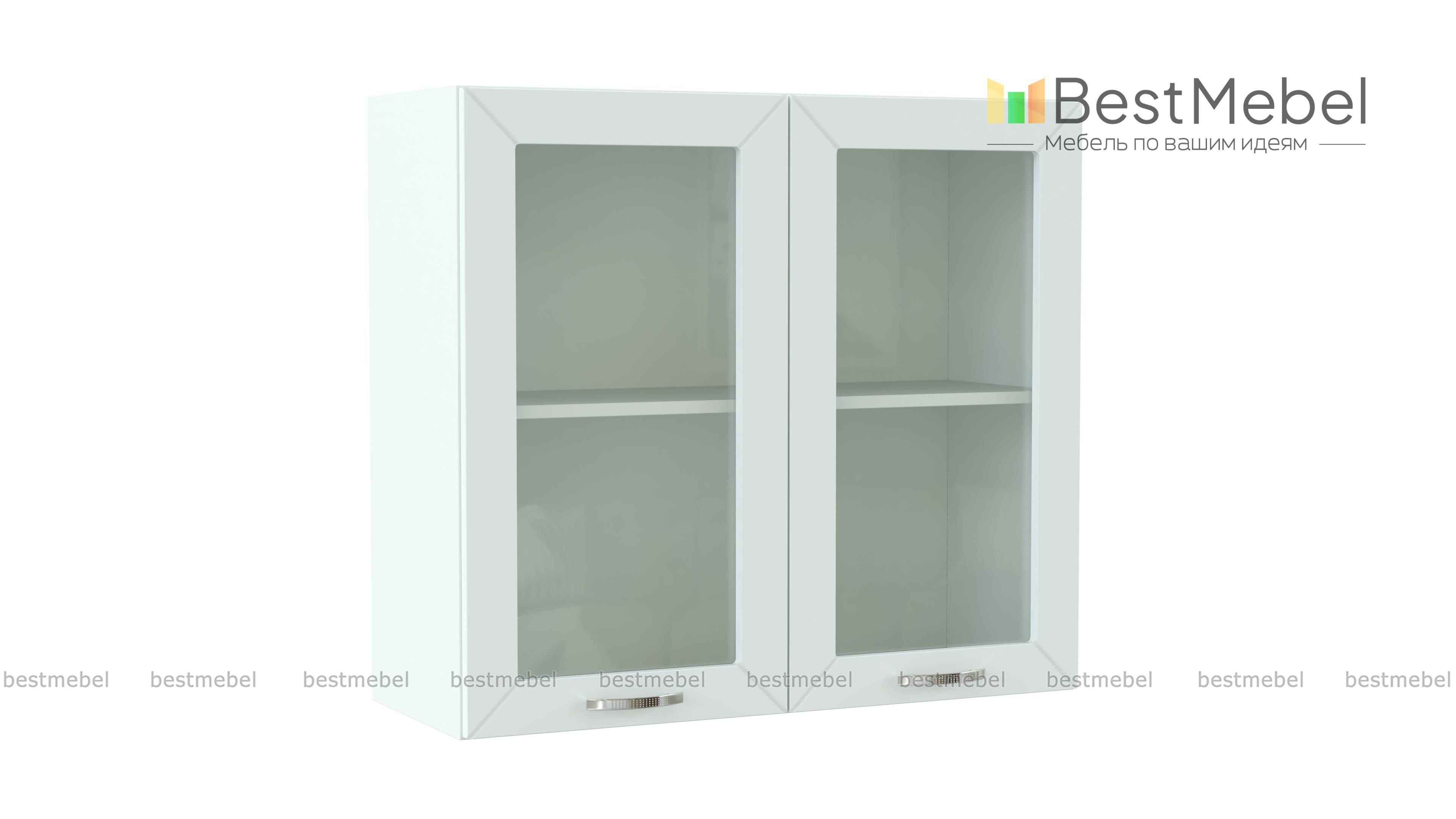 Шкаф верхний 2 двери со стеклом Агава BMS - Фото